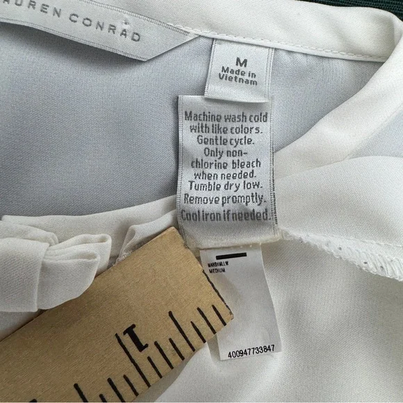 White House Black Market Bow Button up Dressy Blouse Business Casual Shirt Top M - Picture 9 of 9